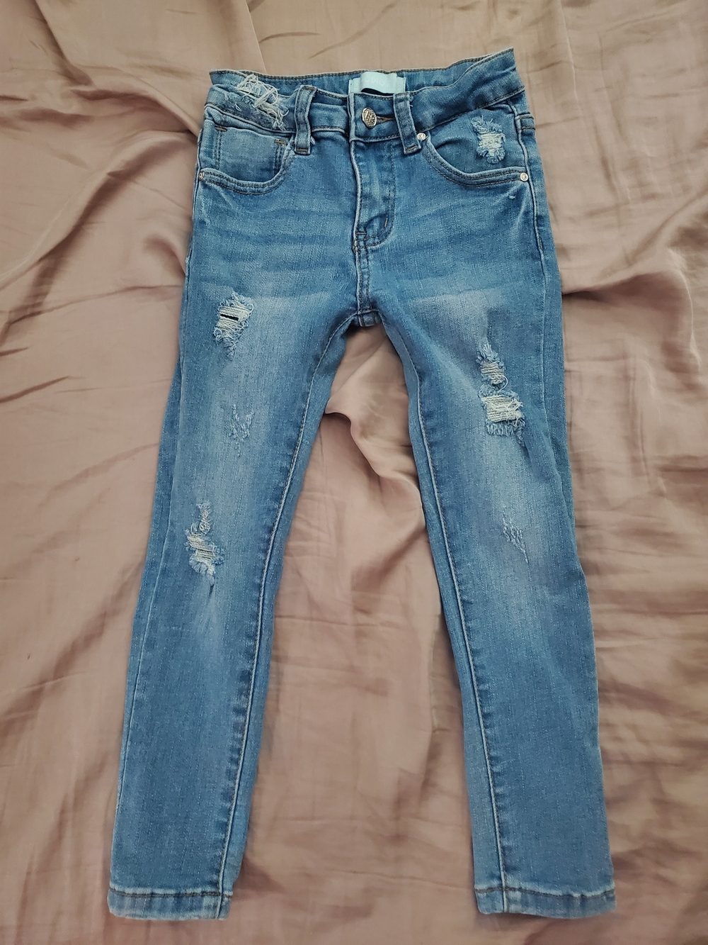 Girls’s Distressed Skinny Jeans - Light Blue